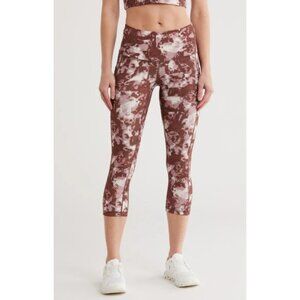 Zella Crop Lite Perform High Waist Coloreful Printed Capri Leggings Sz L New